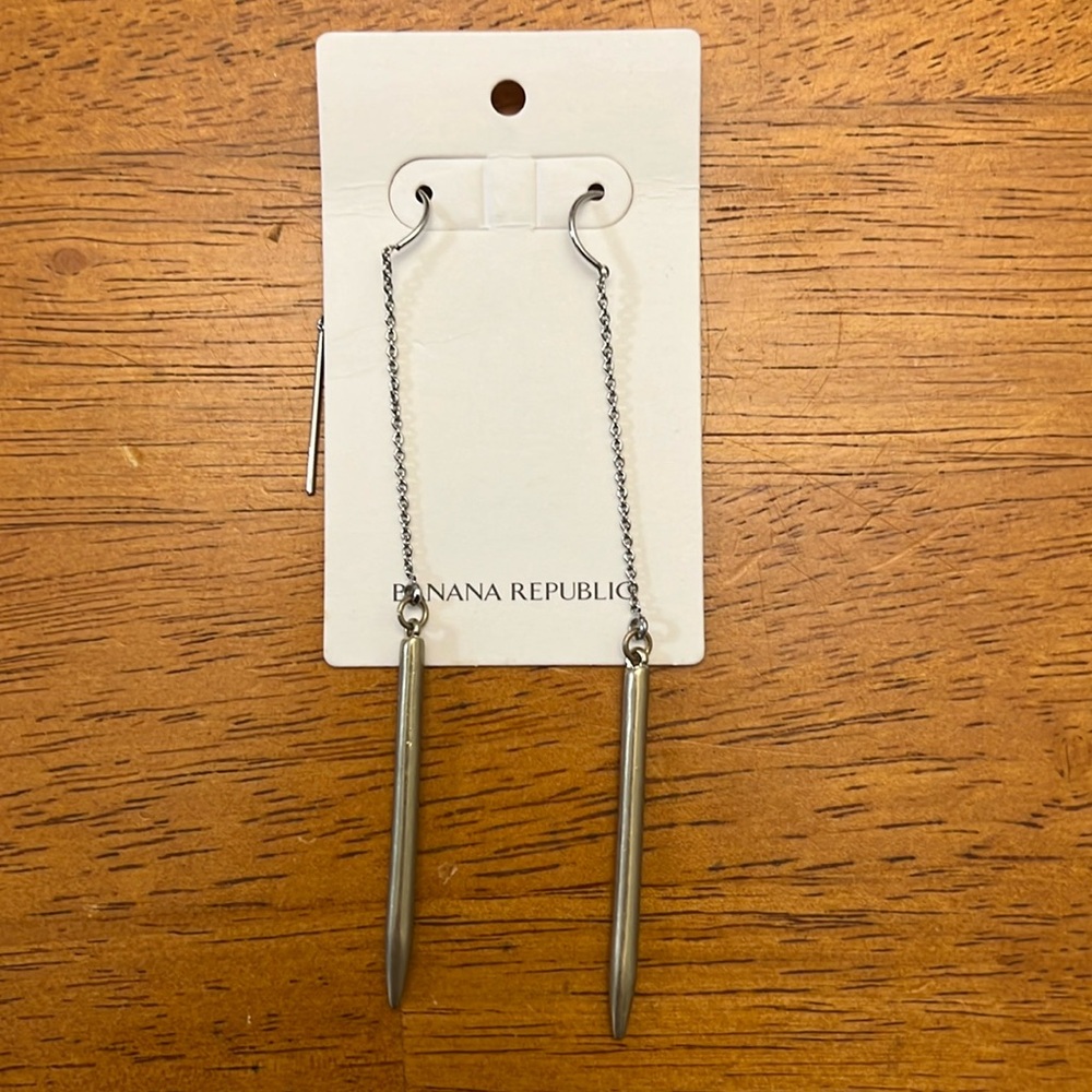 Banana Republic. Silver and Light Gold Long hanging Earrings. Never Worn.